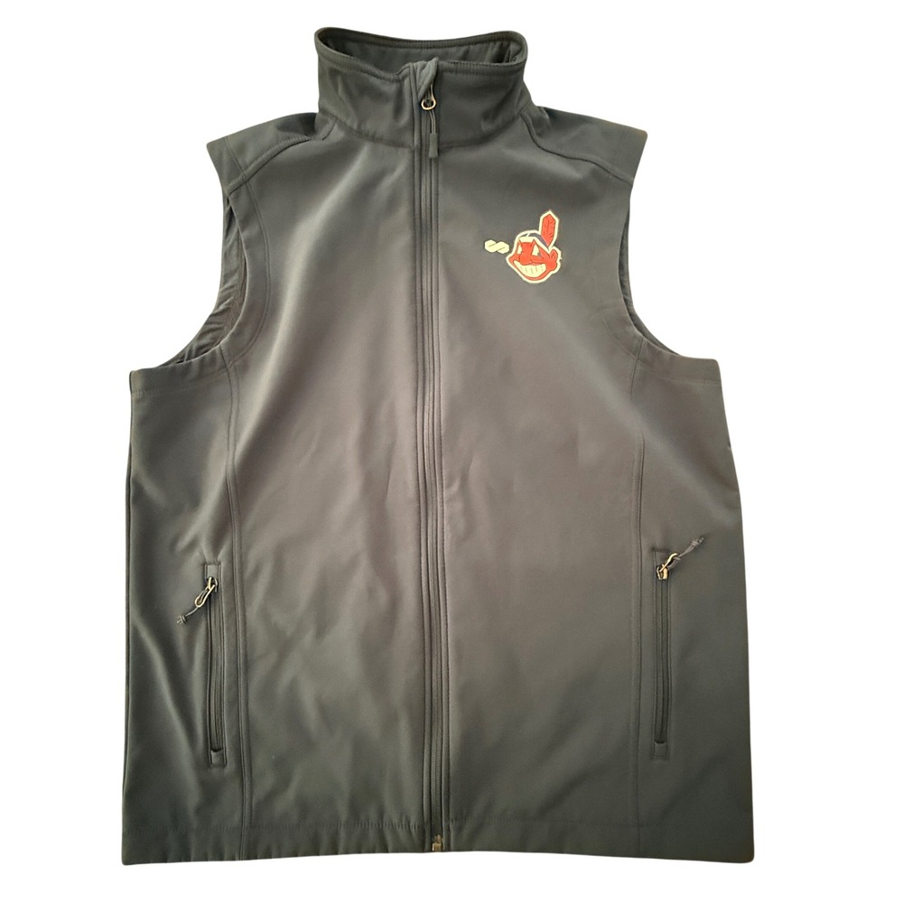 Port Authority Soft Shell Vest Mens M Navy Cleveland Indians Chief Wahoo MLB